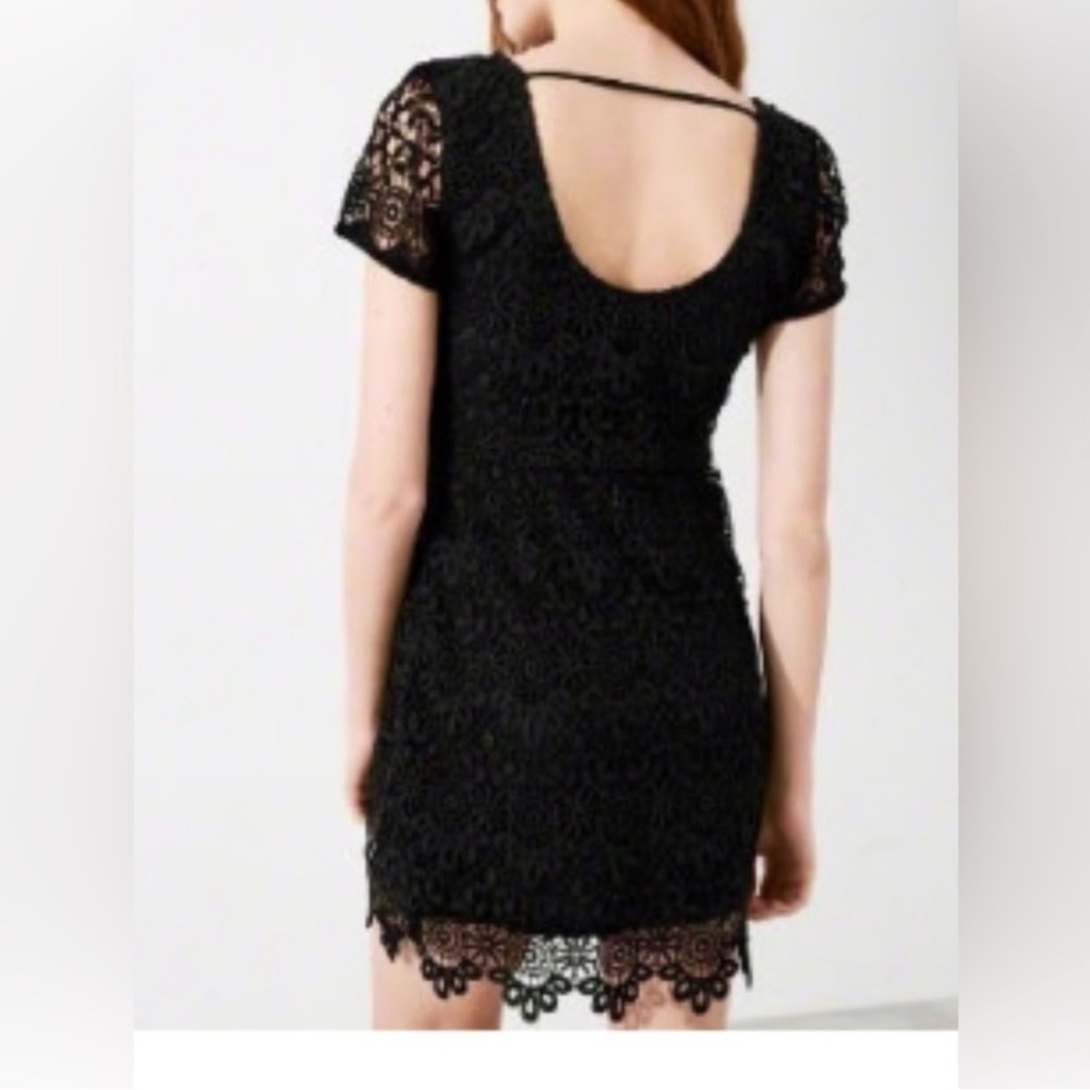 Hollister Boho Chic Western Black Lace Whimsigoth Crochet Mini Dress Size M - Picture 2 of 14